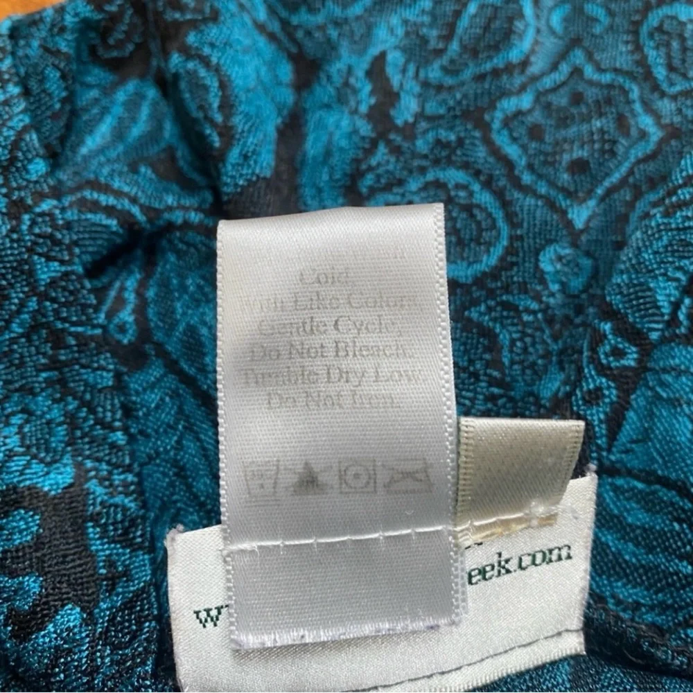 Coldwater Creek Jewel Teal Jacquard Textured Cowl Neck Stretch Top Size Medium